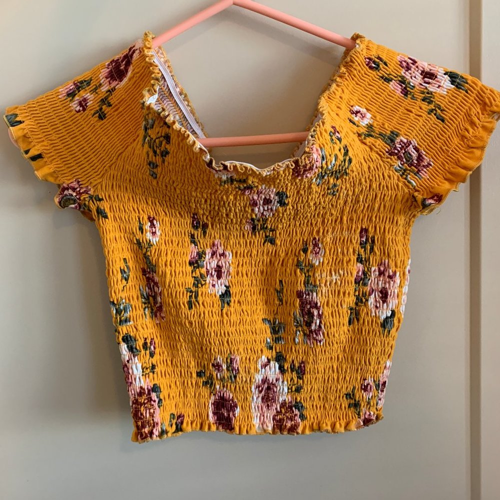 Off the Shoulder Yellow Crop Top